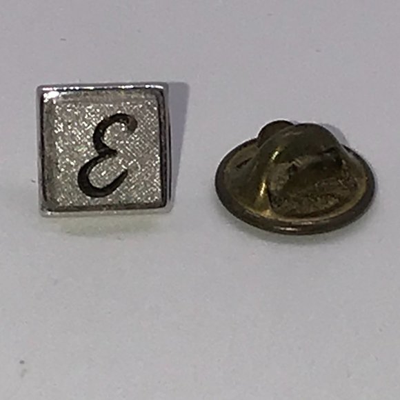 Vintage Swank Silver E Tie Pin aka Tie Tack - Picture 1 of 3